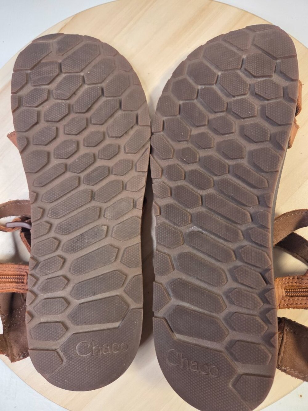 Chaco Nutshell Brown Lowdown Leather Strappy High Sporty Sandals Women US 11 - Picture 12 of 14